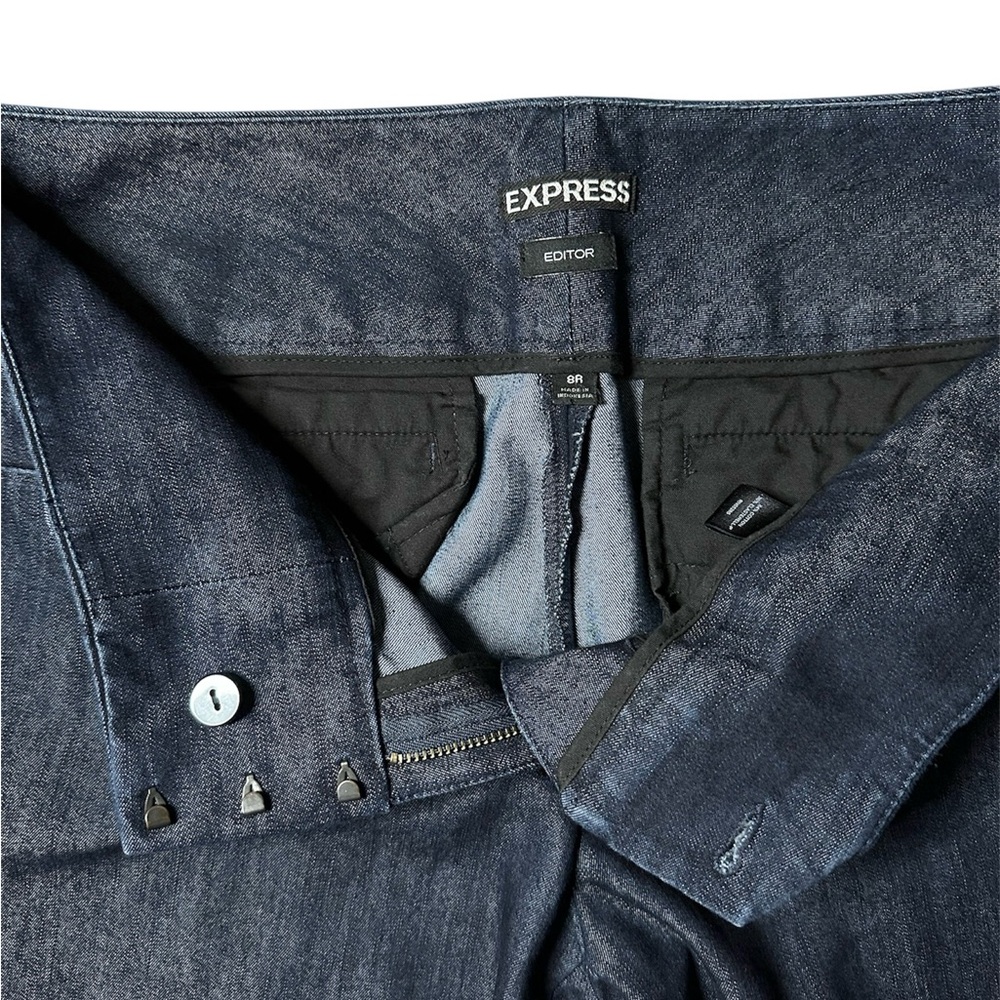 Express Editor Mid-Rise Straight Leg Denim Trouser Jean Blue Size 8R - Picture 3 of 11